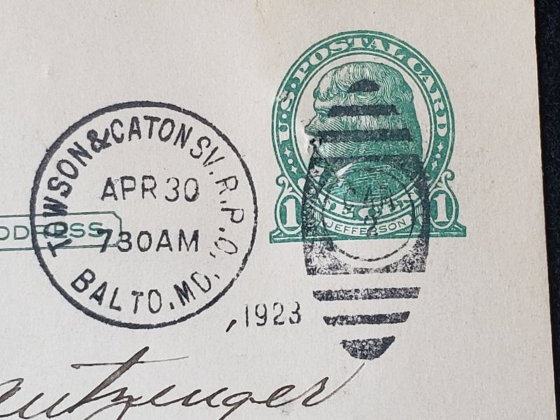 UX27. Jefferson, 1 cent, US Postal Cards.  Cancelled.VF cond.