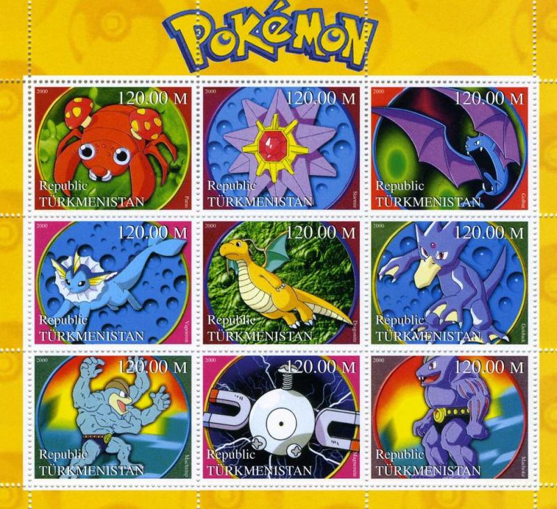 Turkmenistan 2000 POKEMON Sheet Perforated Mint (NH)