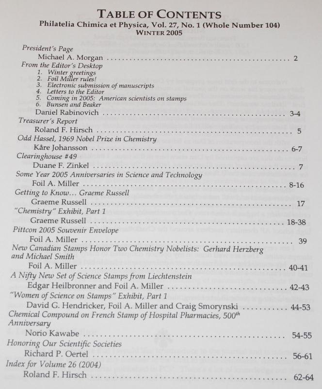 2005 Chemistry and Physics on Stamps Journal, 4 complete volumes