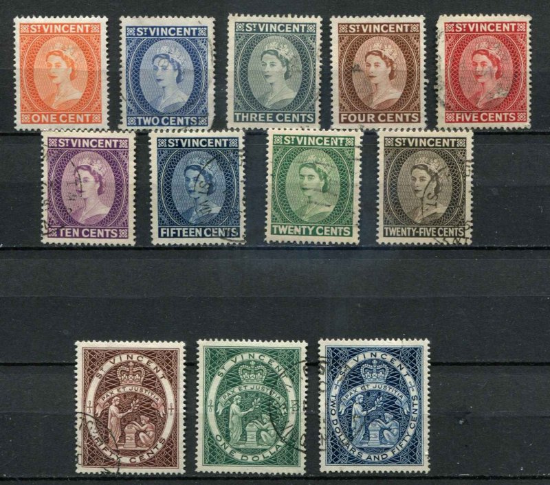 St Vincent SC# 186-197 Queen Elizabeht II & Colony Seal set used SCV $ 23.35