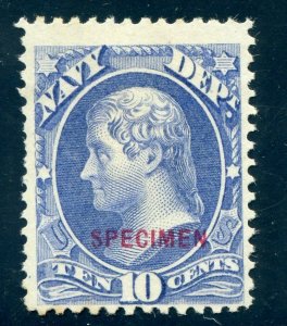 US SCOTT #O40S 10¢ Navy Specimen Overprint F-VF SCV $1,750