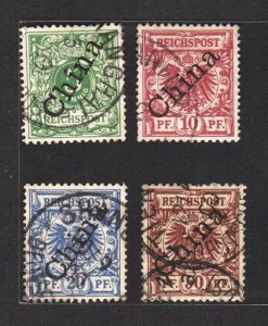 Germany PO in China 1898 Ovpt China diagonally (4v) F. Used CV$70 Lot1