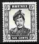 Brunei 1964-72 Sultan 6c black ordinary paper unmounted m...