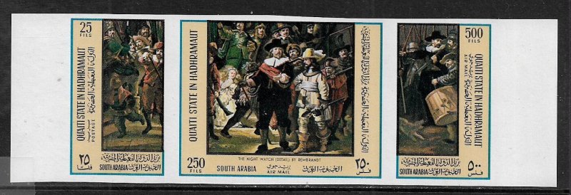Aden, Quaiti Michel #165B-7B MNH IMP. Strip - Paintings (a)