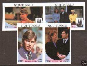 Tuvalu, Nui Sc 61-64 MNH. 1986 Royal Wedding, choice imperf pairs, complete set