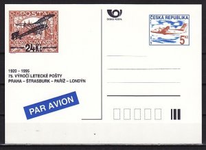 Czech Rep. 1995 issue. Airplane Postal card. ^