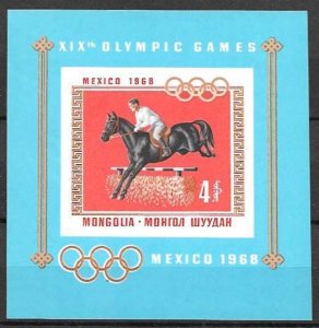 Mongolia MNH S/S & 8 Stamps 496-504 Mexico City Olympics 1968 SCV 8.65