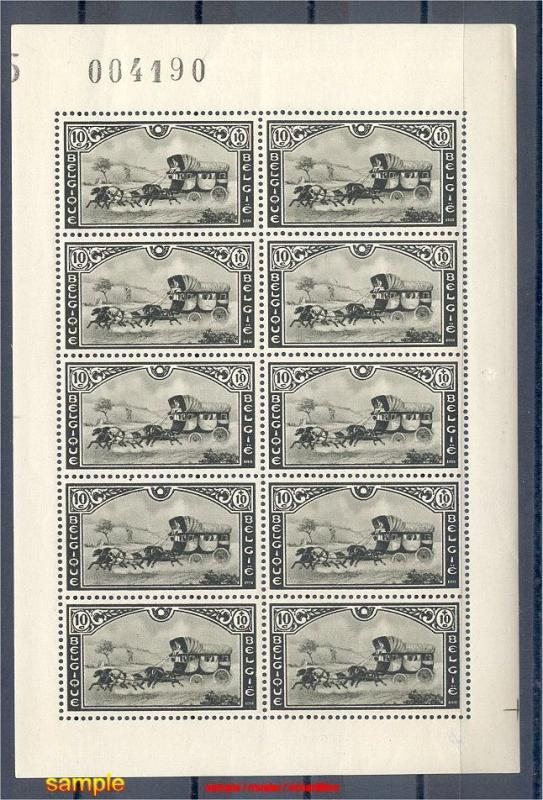 BELGIUM, STAGE COACH SET 1935, IN MINI SHEETS F/VF MNH!