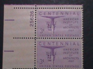 ​UNITED STATES -1957 SC#1089-CENTENARY -STEEL INDUSTRY- PAIRS  WITH PLATE #