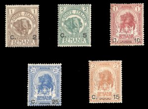 Italian Colonies, Somalia #10-14 Cat$32.50, 1906-7 Surcharges, five values, h...