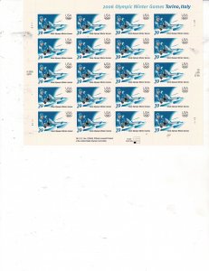 Winter Olympics Torino Italy 39c US Postage Sheet of 20 stamps #3995 VF MNH