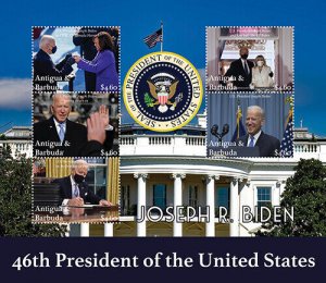 Antigua 2021 - President and First Lady Joe and Jill Biden - Sheet of 5 - MNH