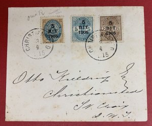 Danish West Indies, Scott #40a, 41-42, on 1915 Cover to Christiansted, St. Croix 