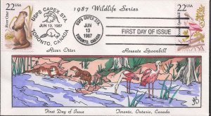 Van Natta Hand Painted Dual Combo FDC for the 1987 North American Wildlife Issue