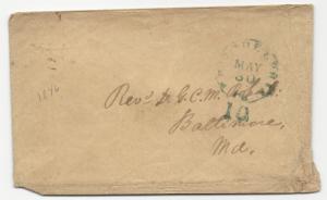 US Stampless Cover Philadelphia, PA May 30, 1846 Blue CDS 10c Rate