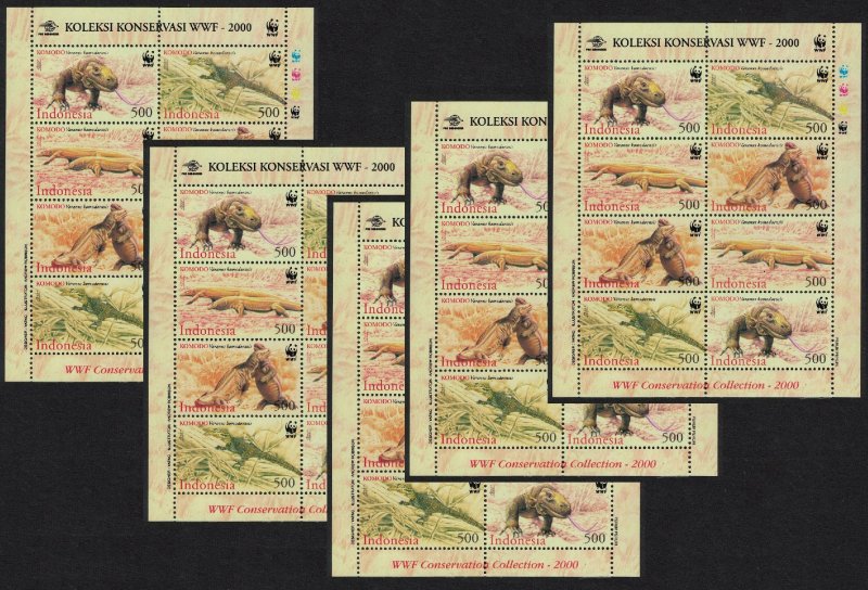 Indonesia WWF Komodo Dragon 5 Sheetlets A 2000 MNH SC#1911-1914