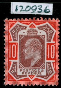 GB EDVII SG310, 10d dull red-pur & aniline pink (F), VLH MINT. Cat £280 RPS CERT