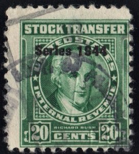 RD145 20¢ Stock Transfer Stamp (1943) Cut Cancelled