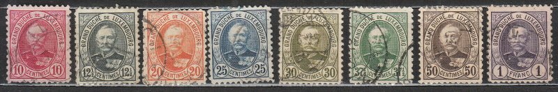 Luxembourg - 1891/1893 Grand Duke Adolphe set to 1fr Sc# 60/67 (7093)