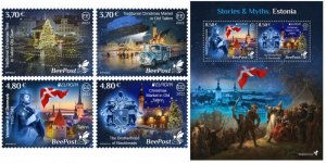 Estonia 2022 Europa Stories and Myths Christmas BeePost set and block MNH