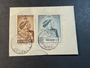 BAHAMAS # 148-149--USED ON PIECE---FIRST DAY OF ISSUE---1948
