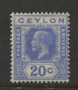 Ceylon -Scott 237 - KGV -Definitive- 1924- MH - Single 20c Stamp