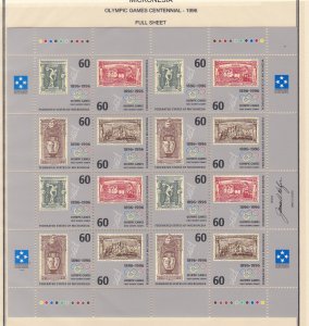 Micronesia # 241, Olympic Games Centennial, Full Sheet, NH, 1/2 Cat.