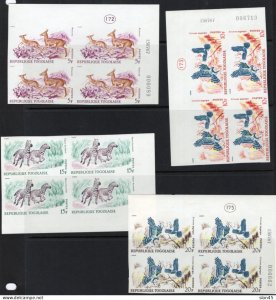 Togo 1967 Fauna Imp Blocks of 4 CV 300 eu MNH 17173