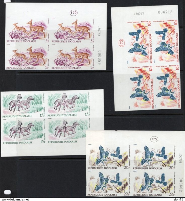 Togo 1967 Fauna Imp Blocks of 4 CV 300 eu MNH 17173