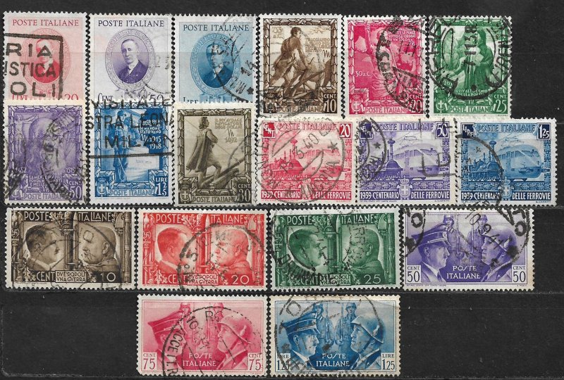 COLLECTION LOT OF 18 ITALY STAMPS 1938+ CV + $46