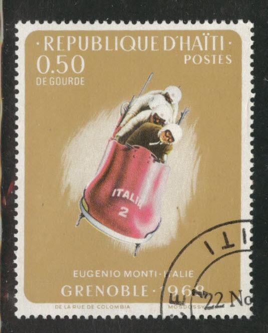 Haiti  Scott 609D CTO Used 1968 4 man bobsled stamp