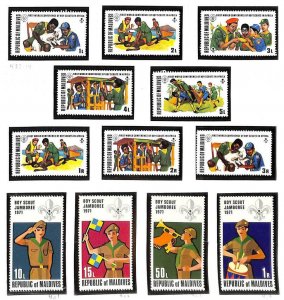 MALDIVE ISLANDS BOY SCOUTS SCOTT #401-04 P & 427-34 P & IMP STAMPS & 571-3 FDC