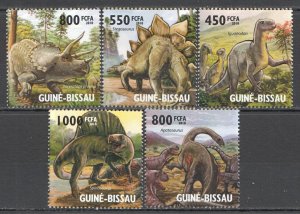 Wb221 2010 Guinea-Bissau Dinosaurs Prehistoric Fauna #4593-97 Set Mnh