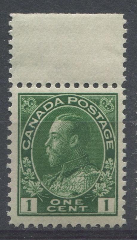 Canada #104ii 1c Dk Yellowish Green 1911-1928 Admiral Issue Coar Mesh - VF-80 NH