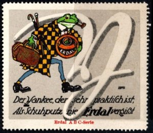 Vintage Germany Poster Erdal ABC Letter Series Frogs The Yankee Who Is Practical