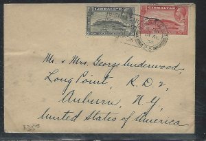 GIBRALTAR  (P2808B)  1934CCKGV ROCK 1D+2D SLOGAN CANCEL COVER TO USA 