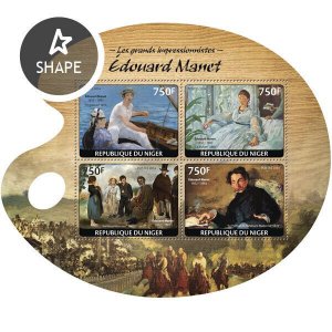 Art Edouard Manet Stamps Niger 2014 MNH Paintings Great Impressionists 4v M/S