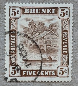 Brunei 1933 5c chocolate brown with 1938 cds.  Scott 51,  CV $1.20.   SG 68