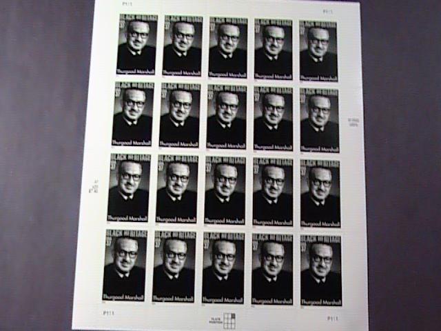 U.S.# 3746-MINT/NH--PANE OF 20--BLACK HERITAGE/THURGOOD MARSHALL---2013