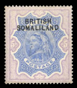 Somaliland Protectorate #12 Cat$59, 1902 5r violet and blue, hinged