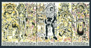 Papua New Guinea 516 ae strip,MNH.Michel 385-389. Festival of Art,1980.