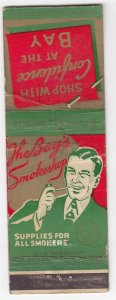 Canada Revenue 1/5¢ Excise Tax Matchbook THE BAY'S SMOKESHOP