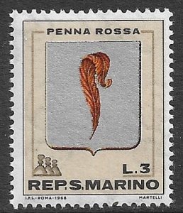 SAN MARINO 1968 3L Coat of Arms Issue Sc 678 MNH