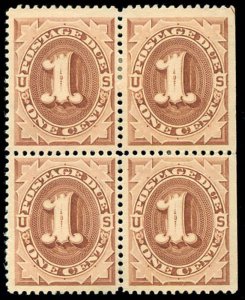 momen: US Stamps #J1 Block of 4 Mint OG VF