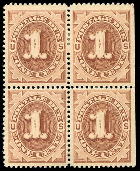 momen: US Stamps #J1 Block of 4 Mint OG VF