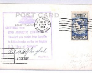 USA Polar *BYRD ANTARCTIC EXPEDITION* Card 1934 Signed ICE-BREAKER Captain PH5