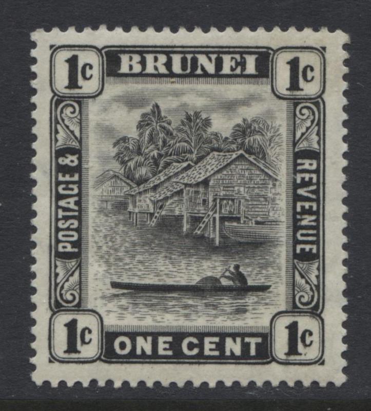 BRUNEI - Scott 43 - River Scenes - 1926- MVLH - WMK 4 - Black - 1c  Stamp