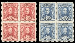 Australia #104-105 Cat$54, 1930 Stuart, set of two in blocks of four, never h...