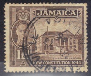 JAMAICA SCOTT #129 USED 1 1/2p 1945 SEE SCAN