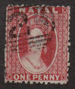 Natal Queen Victoria 1 P Red (Scott # 15) Used